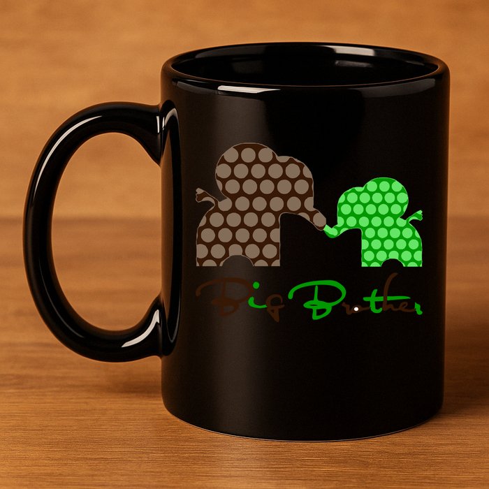 Big Brother Elephant Family 11oz C Handle Ceramic Mug