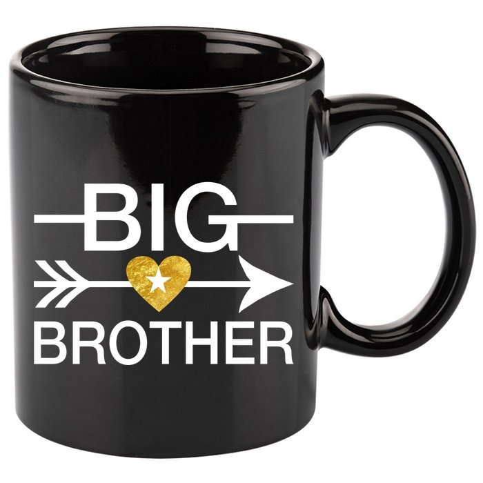 Big Brother Gold Heart Arrow 11oz C Handle Ceramic Mug