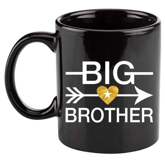 Big Brother Gold Heart Arrow 11oz C Handle Ceramic Mug