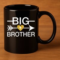Big Brother Gold Heart Arrow 11oz C Handle Ceramic Mug