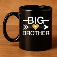 Big Brother Gold Heart Arrow 11oz C Handle Ceramic Mug