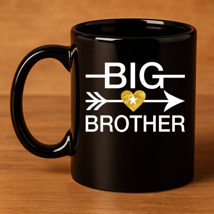 Big Brother Gold Heart Arrow 11oz C Handle Ceramic Mug