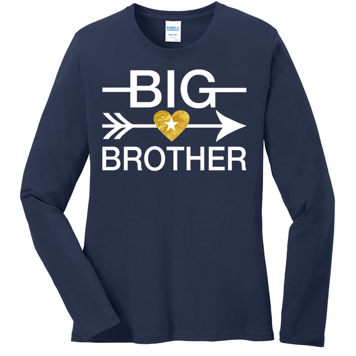 Big Brother Gold Heart Arrow Ladies Long Sleeve Shirt