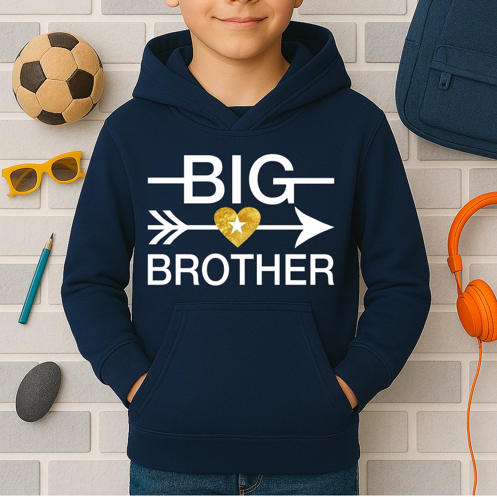 Big Brother Gold Heart Arrow Kids Hoodie