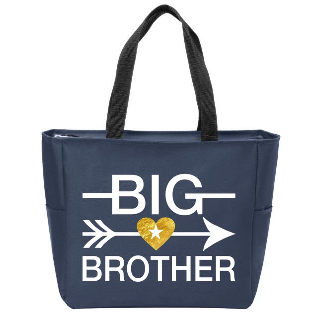 Big Brother Gold Heart Arrow Zip Tote Bag