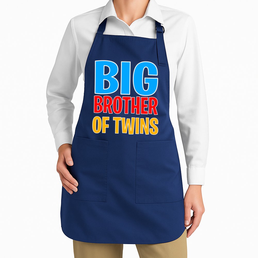 Big Brother of Twins Colorful Text Apron