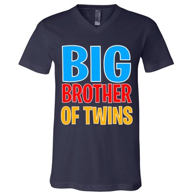 Big Brother of Twins Colorful Text V-Neck T-Shirt
