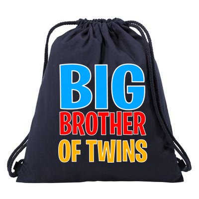 Big Brother of Twins Colorful Text Drawstring Bag