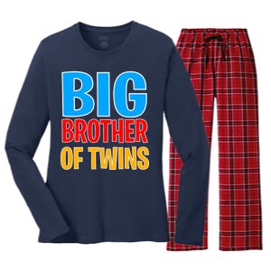 Big Brother of Twins Colorful Text Women's Long Sleeve Flannel Pajama Set 