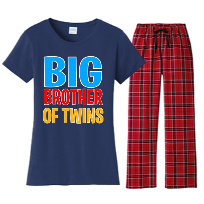 Big Brother of Twins Colorful Text Women's Flannel Pajama Set