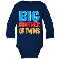 Big Brother of Twins Colorful Text Baby Long Sleeve Bodysuit