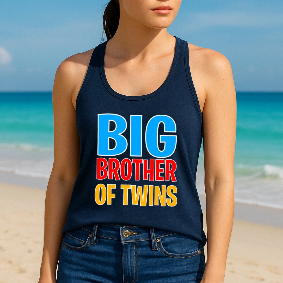 Big Brother of Twins Colorful Text Womens Tank Top