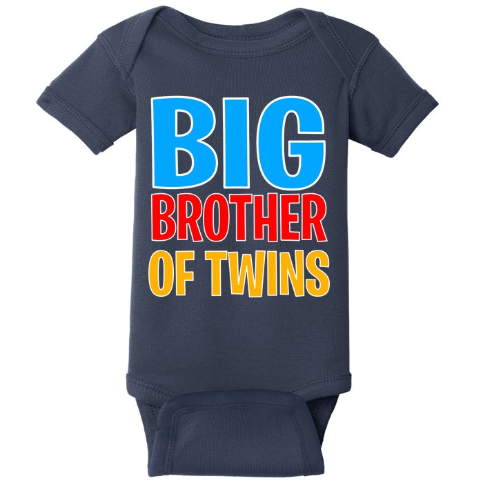 Big Brother of Twins Colorful Text Baby Bodysuit