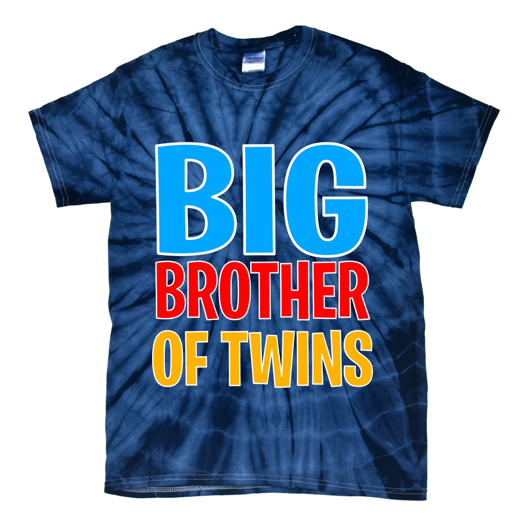Big Brother of Twins Colorful Text Tie-Dye T-Shirt