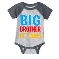 Big Brother of Twins Colorful Text Infant Baby Jersey Bodysuit