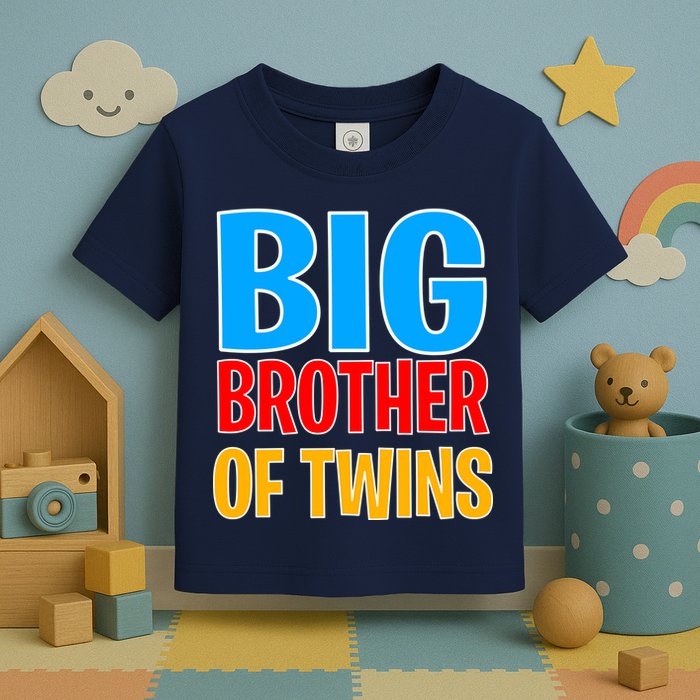 Big Brother of Twins Colorful Text Toddler T-Shirt
