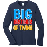 Big Brother of Twins Colorful Text Ladies Long Sleeve Shirt