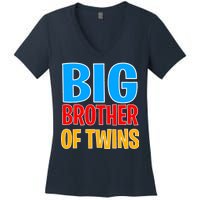 Big Brother of Twins Colorful Text Women's V-Neck T-Shirt