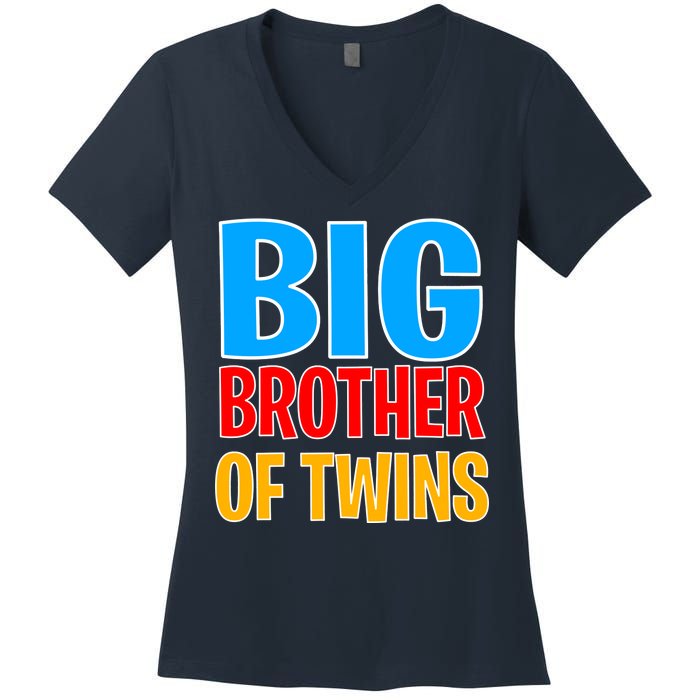 Big Brother of Twins Colorful Text Women's V-Neck T-Shirt