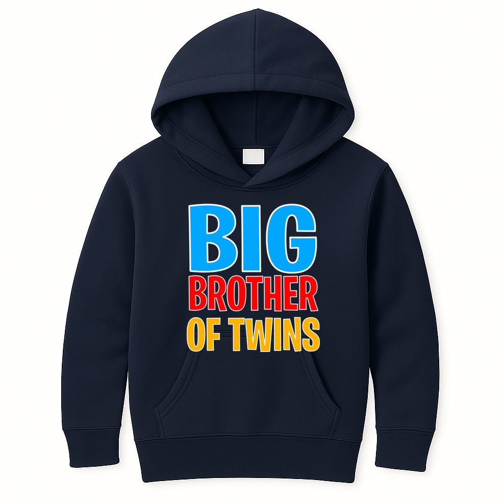 Big Brother of Twins Colorful Text Kids Hoodie