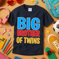 Big Brother of Twins Colorful Text Kids T-Shirt