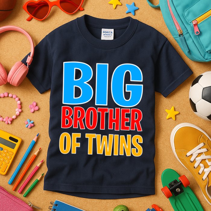 Big Brother of Twins Colorful Text Kids T-Shirt