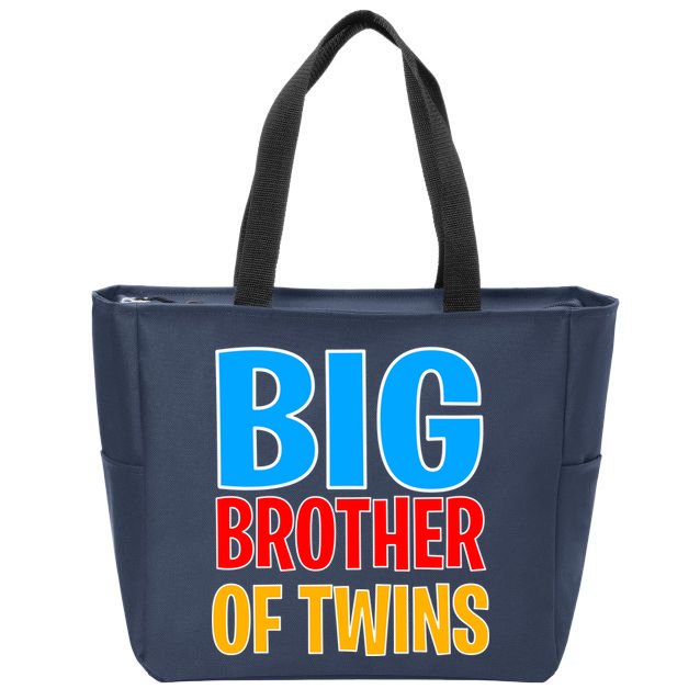Big Brother of Twins Colorful Text Zip Tote Bag