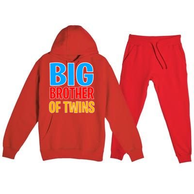 Big Brother of Twins Colorful Text Premium Hooded Sweatsuit Set