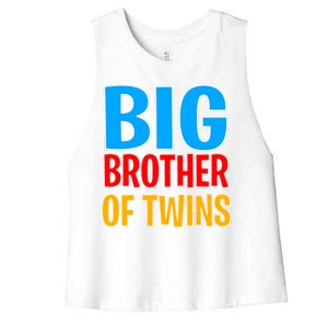 Big Brother of Twins Colorful Text Women's Racerback Cropped Tank