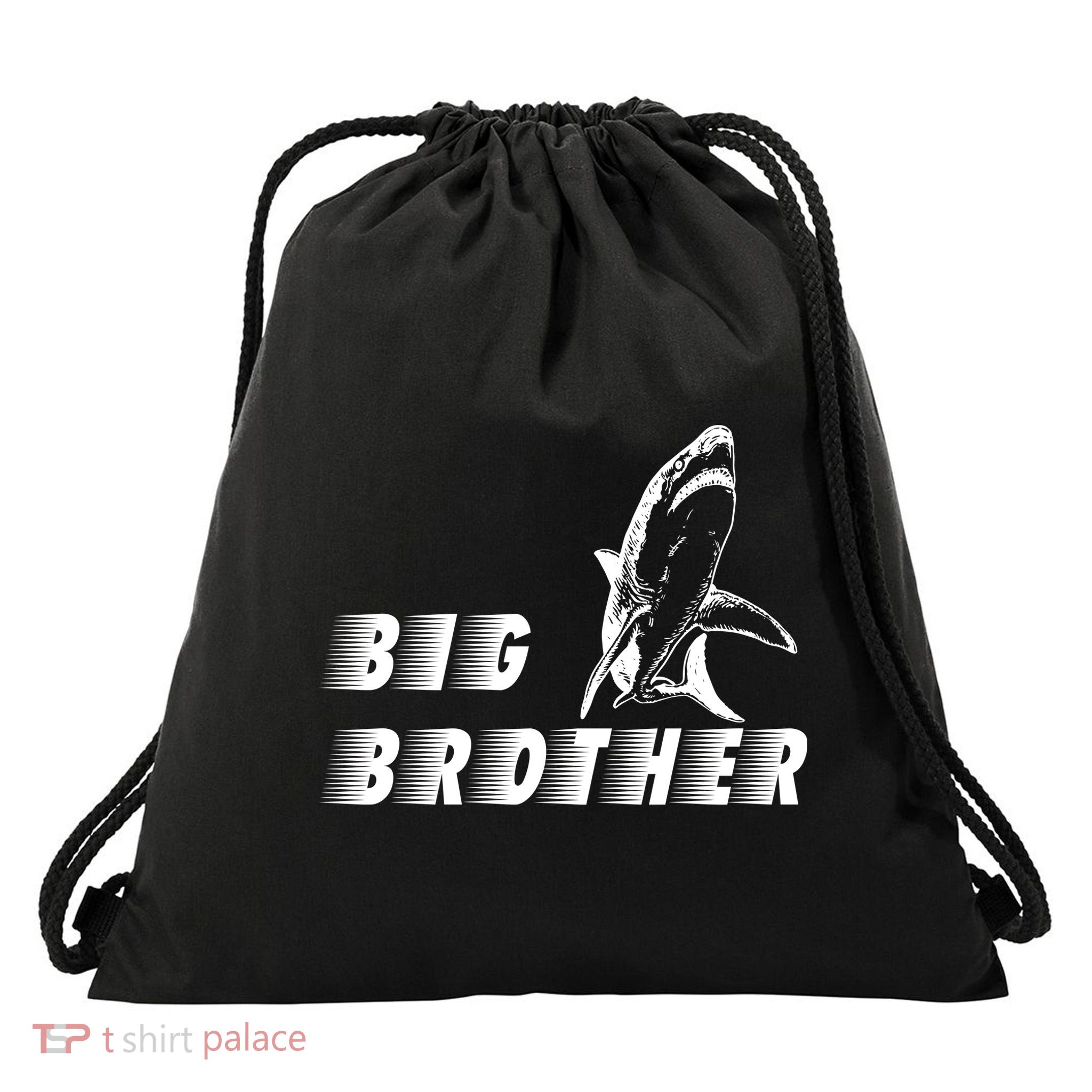 Big Brother Shark Funny Bro Drawstring Bag
