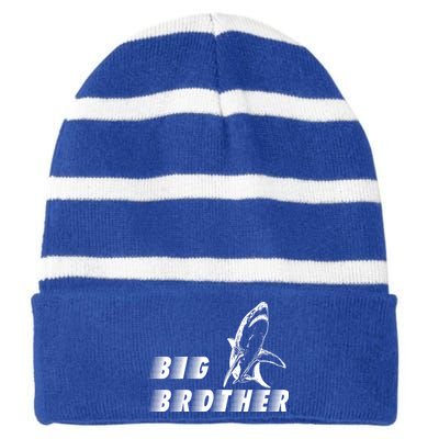 Big Brother Shark Funny Bro Striped Beanie with Solid Band