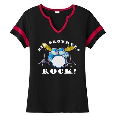 Big Brothers Rock Band Drum Set Ladies Halftime Notch Neck Tee