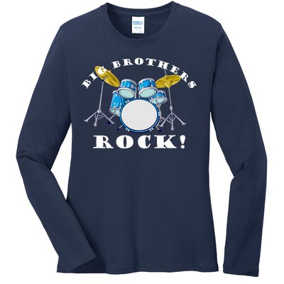 Big Brothers Rock Band Drum Set Ladies Long Sleeve Shirt