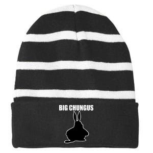 Big Chungus Funny Meme Striped Beanie with Solid Band