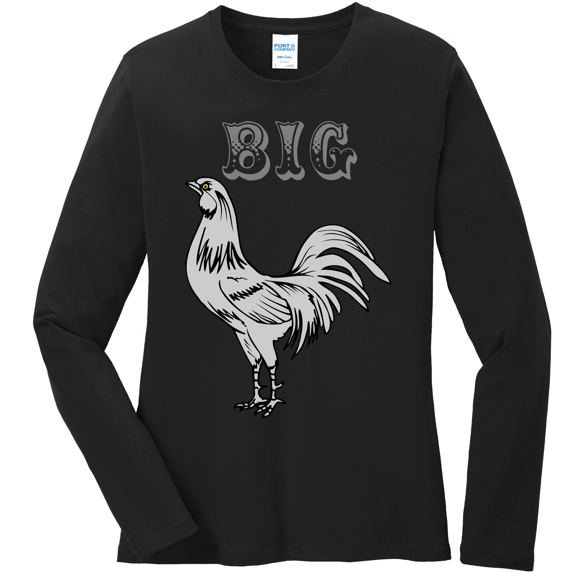 Big Cock Rooster Ladies Long Sleeve Shirt