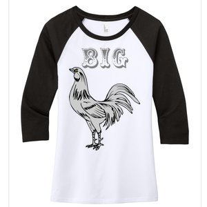 Big Cock Rooster Women's Tri-Blend 3/4-Sleeve Raglan Shirt