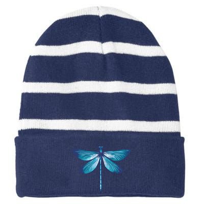 Big Dragonfly Striped Beanie with Solid Band