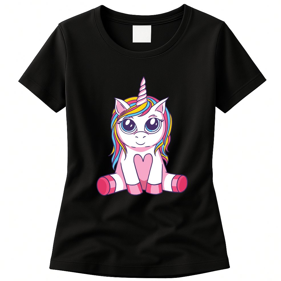 Big Eyed Unicorn Womens T-Shirt