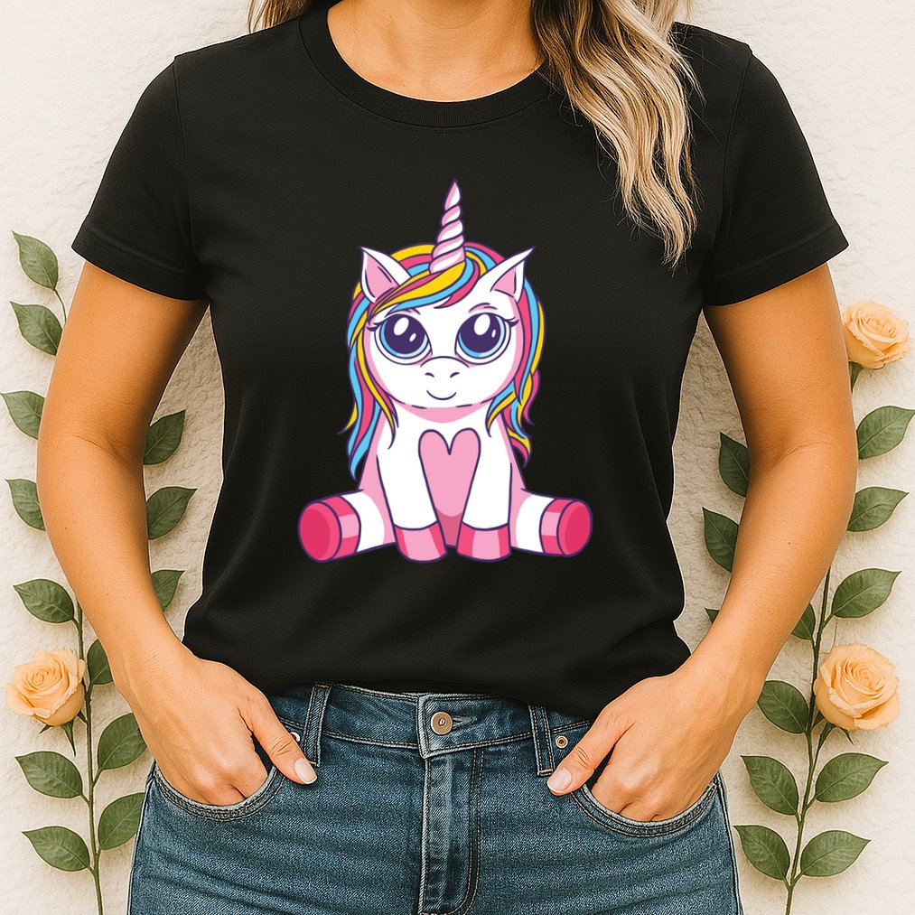 Big Eyed Unicorn Womens T-Shirt