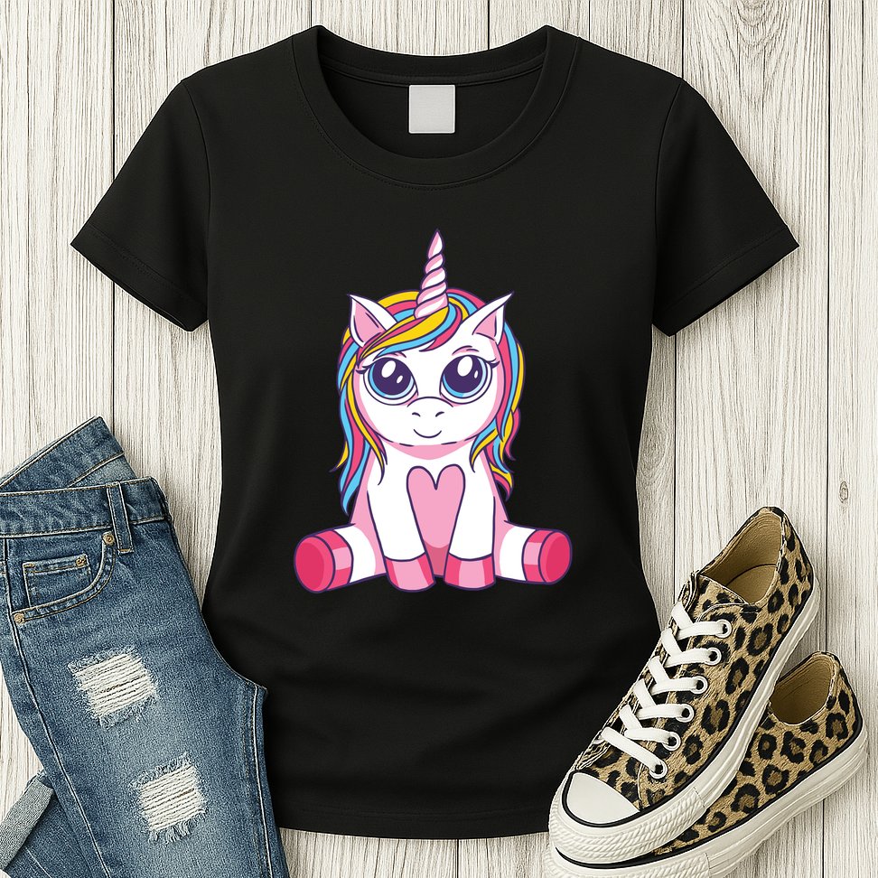 Big Eyed Unicorn Womens T-Shirt