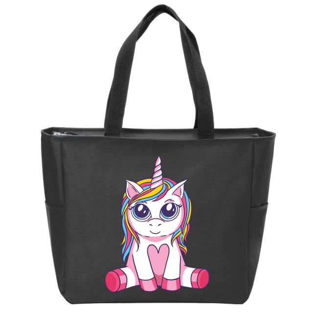 Big Eyed Unicorn Zip Tote Bag