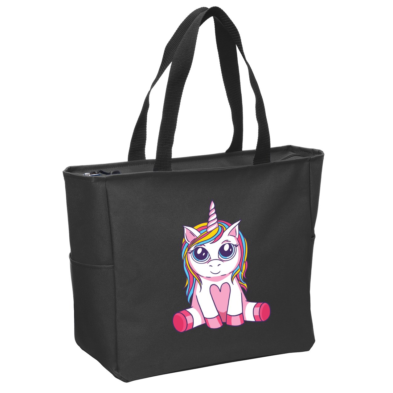Big Eyed Unicorn Zip Tote Bag