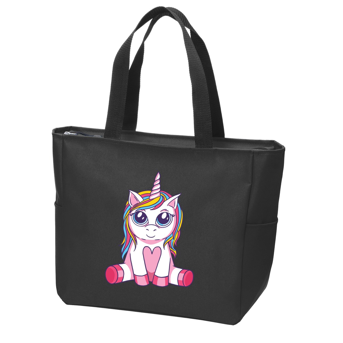 Big Eyed Unicorn Zip Tote Bag