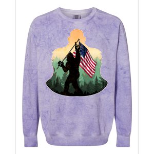 Big Foot American Flag Colorblast Crewneck Sweatshirt