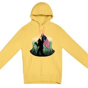 Big Foot American Flag Premium Pullover Hoodie