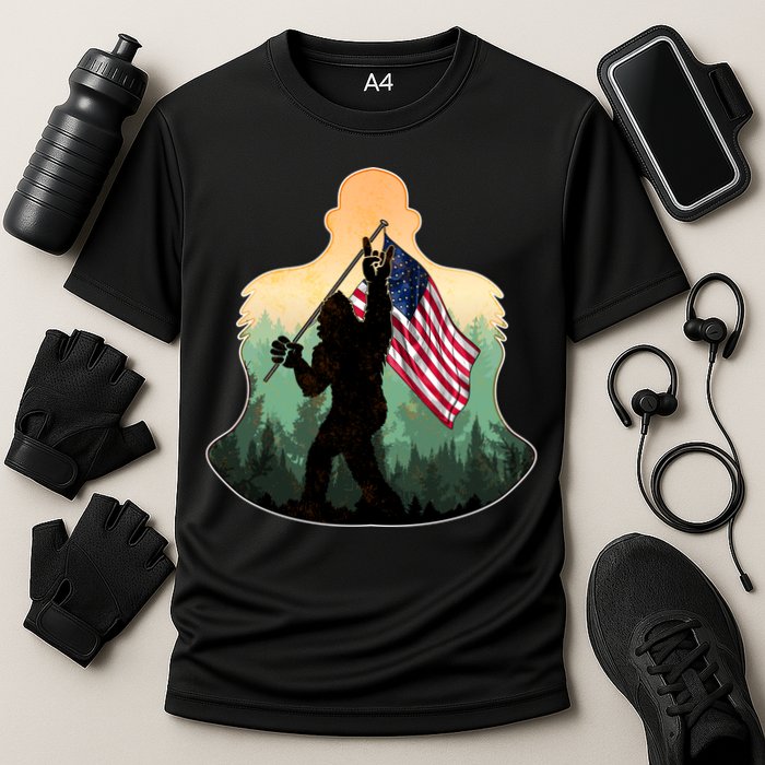 Big Foot American Flag Cooling Performance Crew T-Shirt