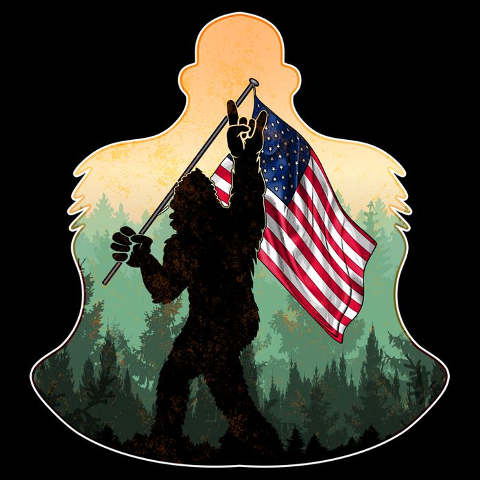 Big Foot American Flag Cooling Performance Crew T-Shirt