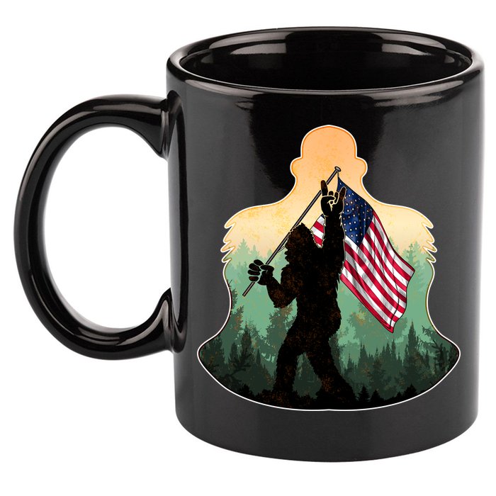 Big Foot American Flag 11oz C Handle Ceramic Mug