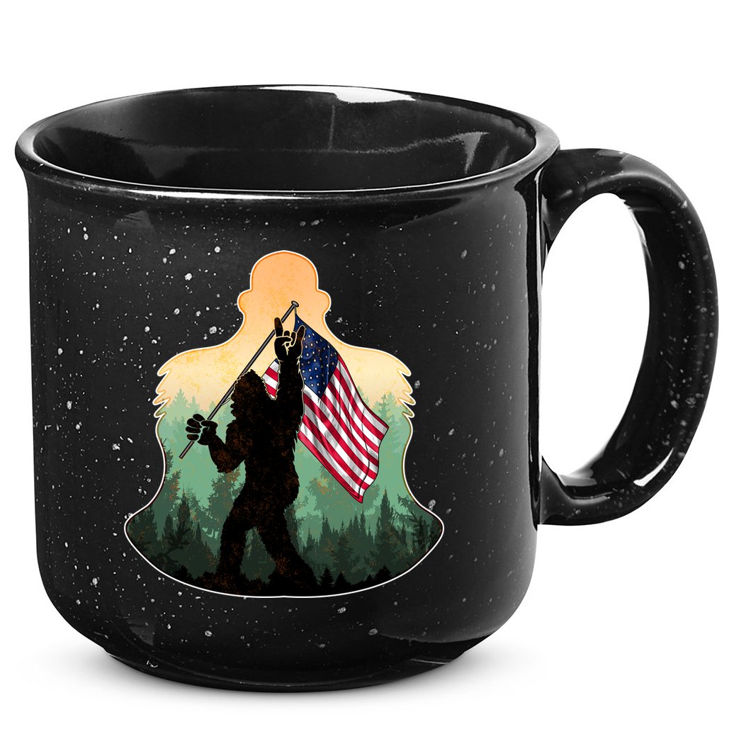 Big Foot American Flag 15oz Campfire Ceramic Mug