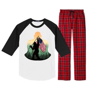 Big Foot American Flag Raglan Sleeve Pajama Set